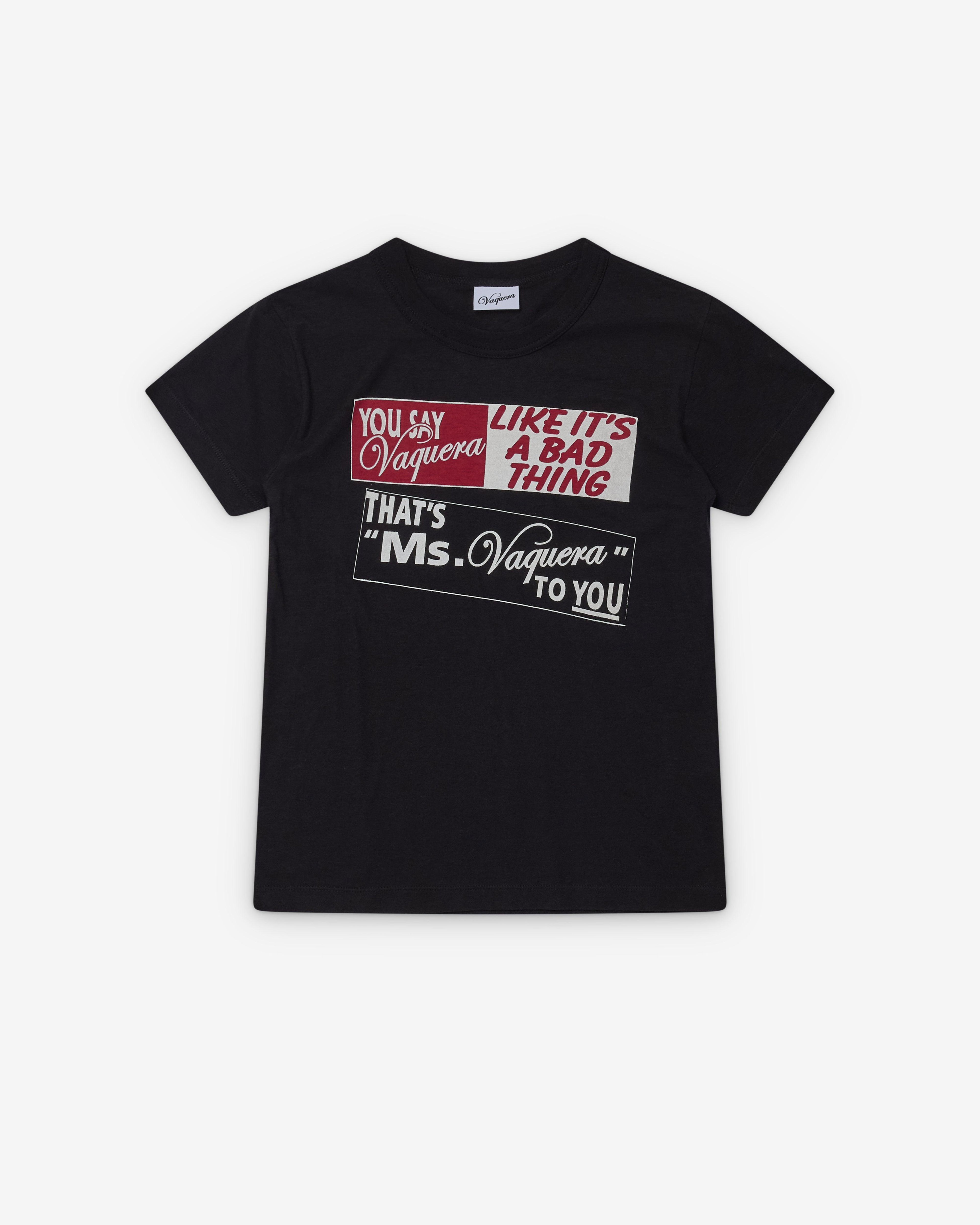 Vaquera - Women's Bumper Sticker T Shirt - (Black) by VAQUERA
