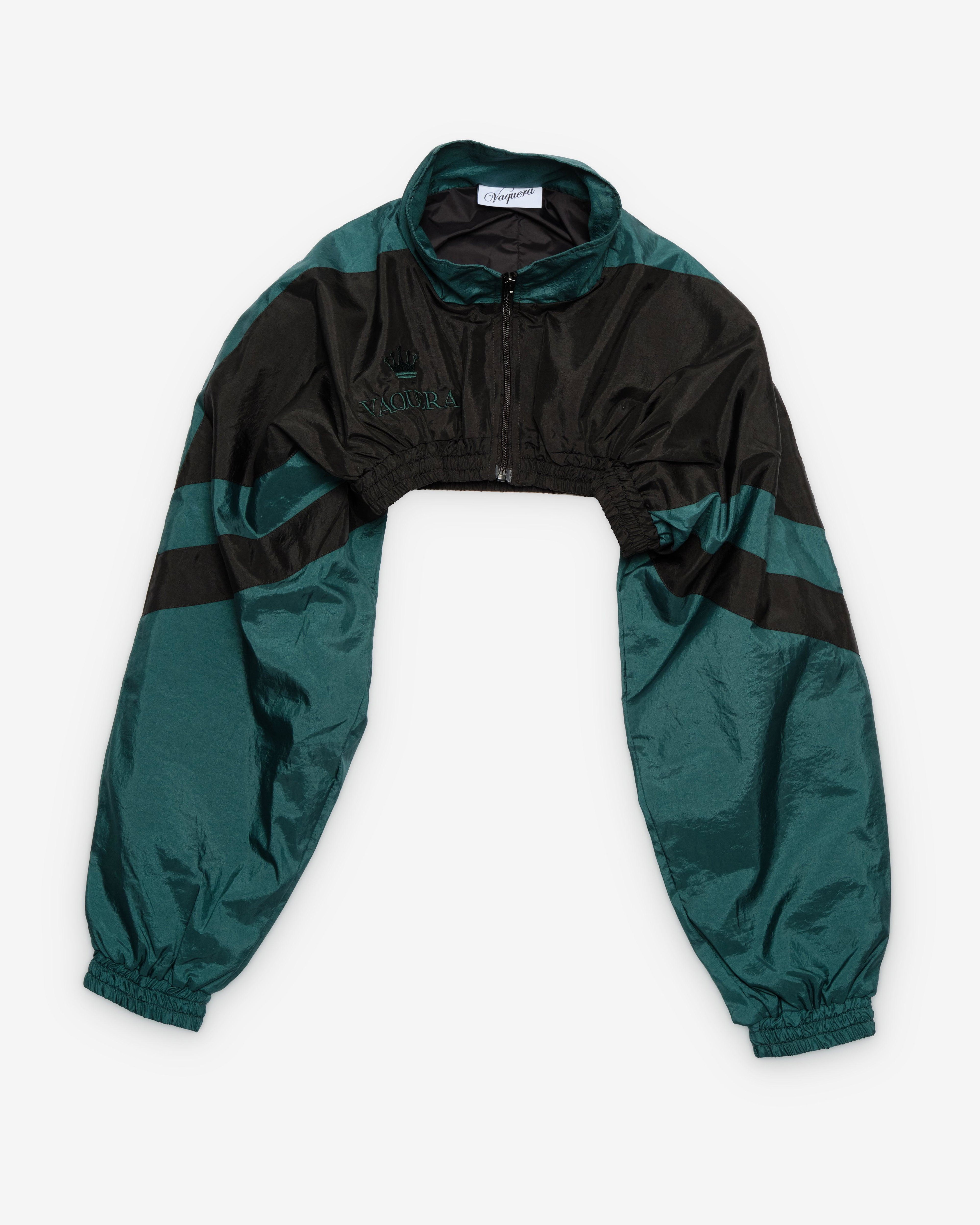 Vaquera - Women's Cropped Windbreaker - (Black/Green) by VAQUERA