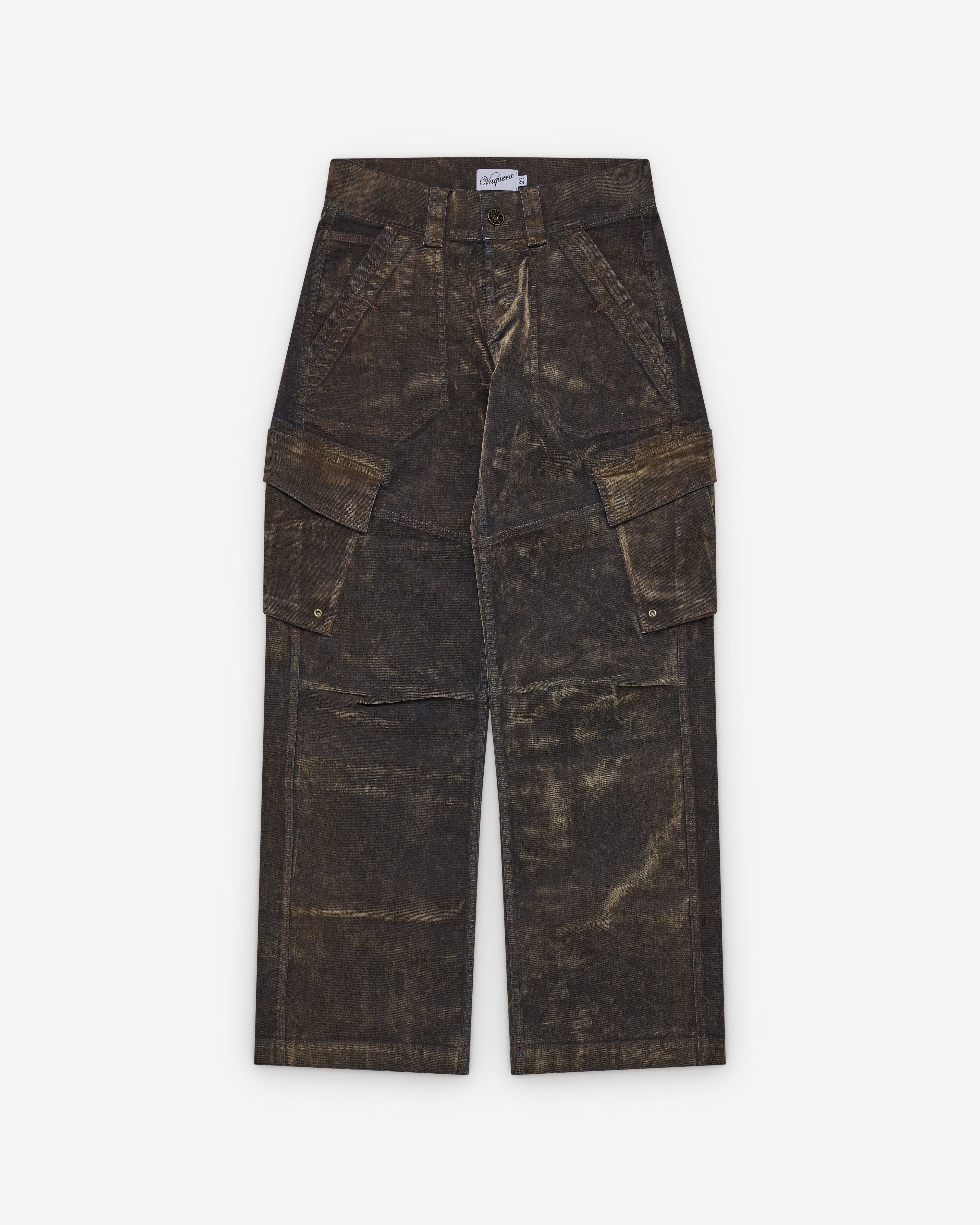 Vaquera - Women's Flocked Denim Workwear Pants - (Brown) by VAQUERA