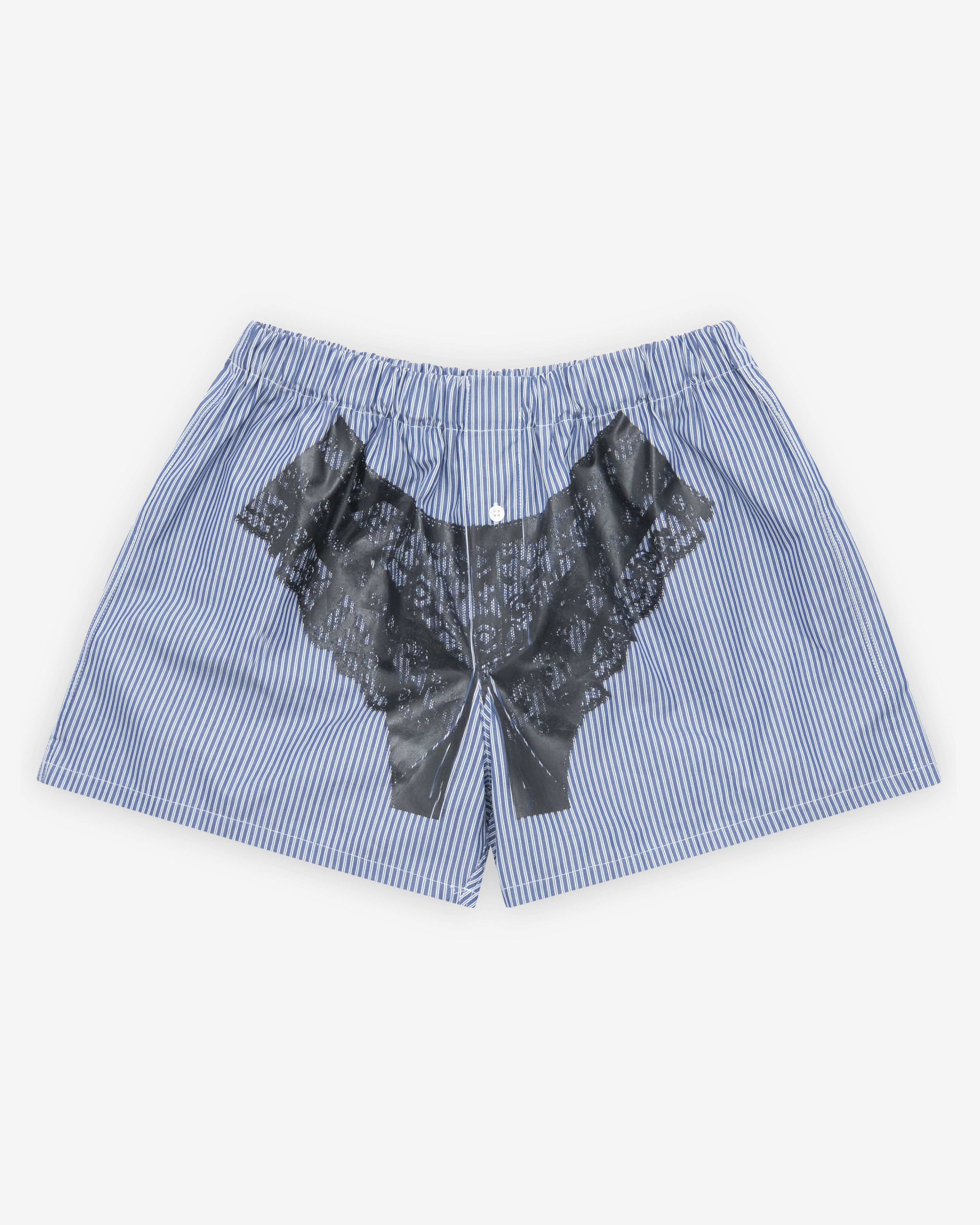 Vaquera - Women's Trompe L'Oeil Boxer Shorts - (White/Blue) by VAQUERA