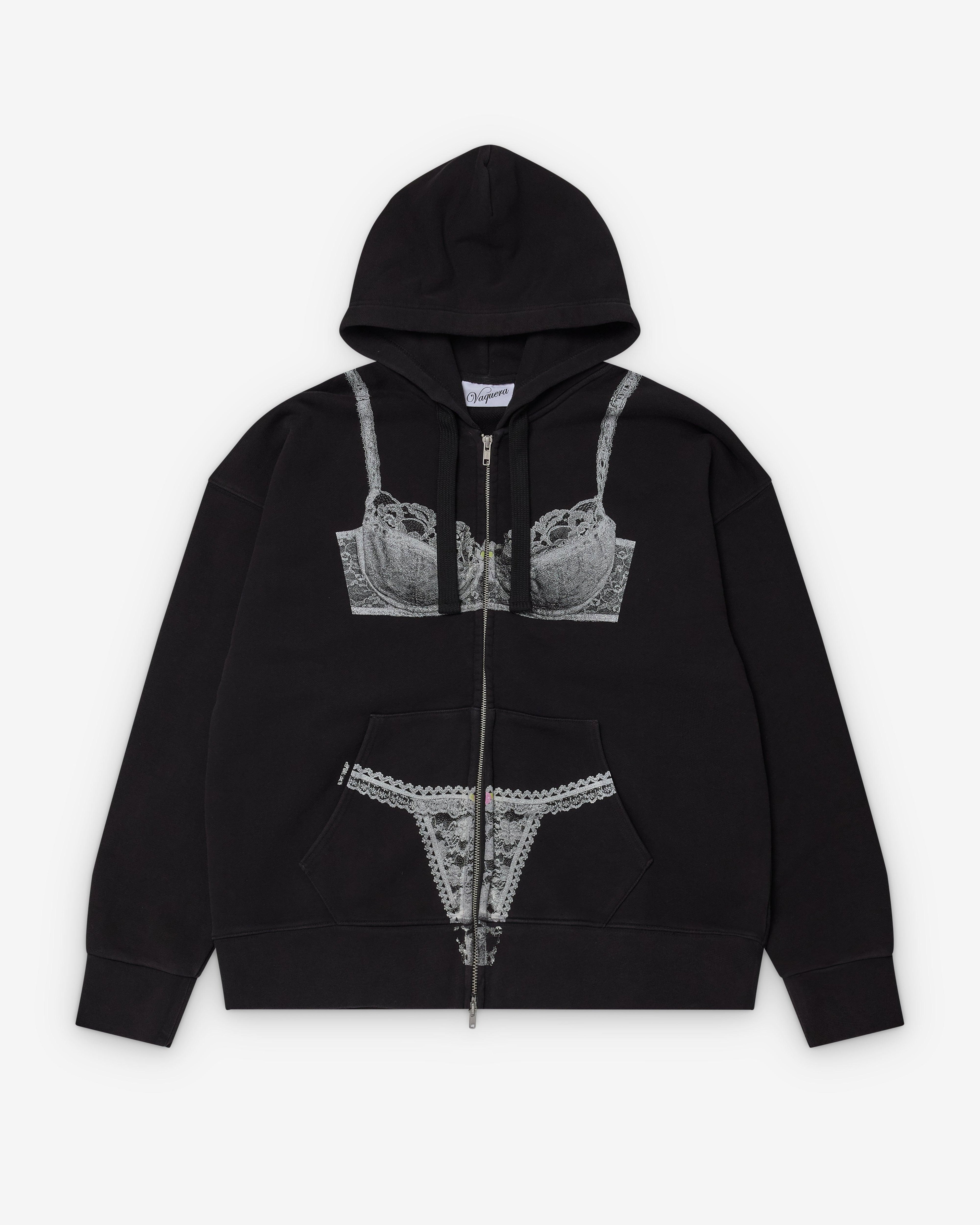 Vaquera - Women's Trompe L'Oeil Hoodie - (Washed Black) by VAQUERA
