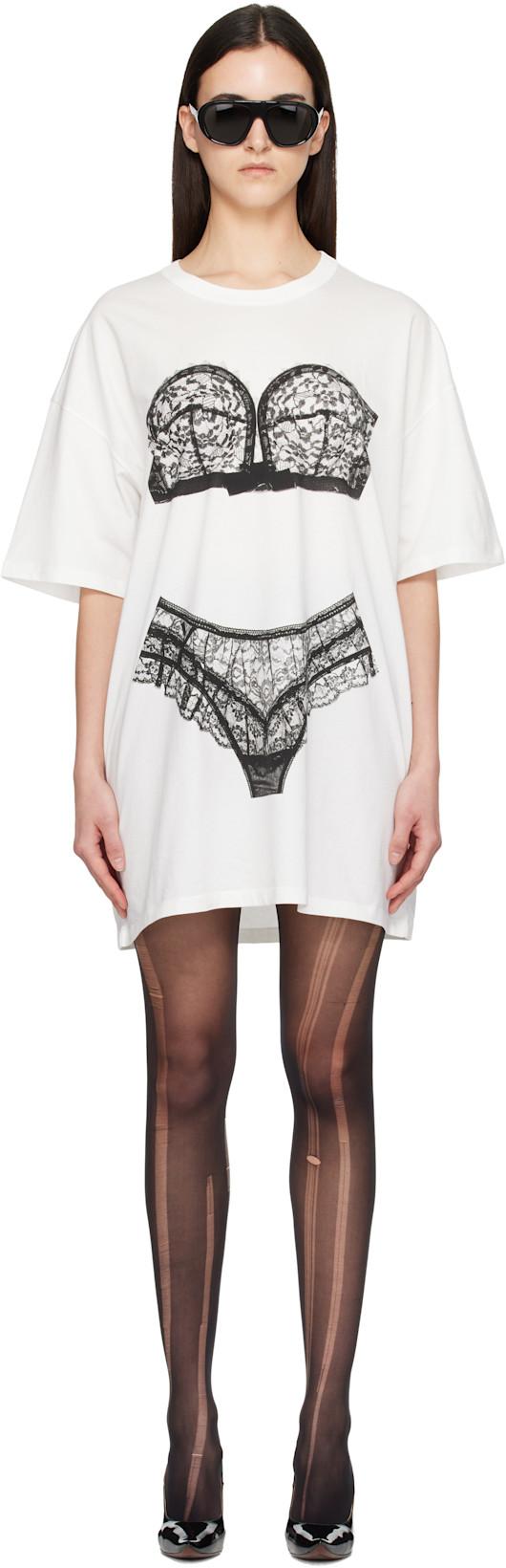 White Trompe L'Oeil Tall Tee Minidress by VAQUERA