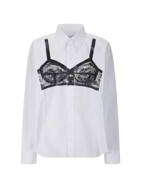 bra-print button-down shirt by VAQUERA