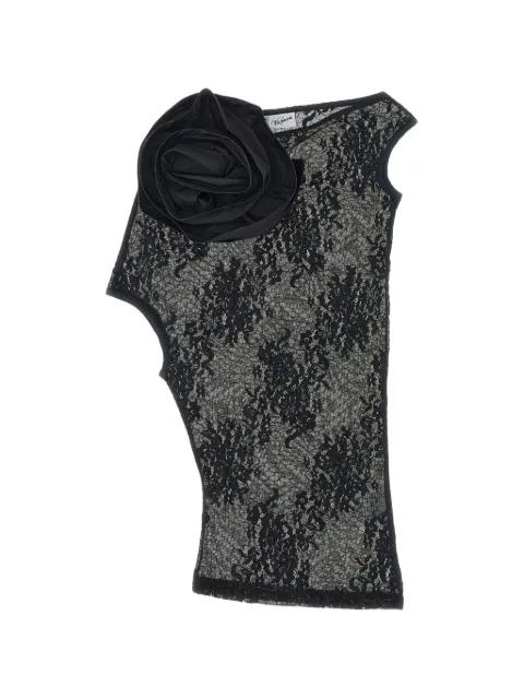 floral-appliqué lace top by VAQUERA