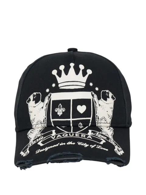 graphic-print distressed baseball cap by VAQUERA