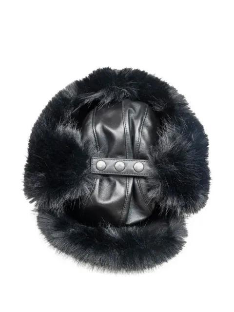 leather faux fur-trimmed hat by VAQUERA