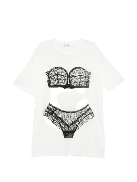 lingerie-print cotton T-shirt by VAQUERA