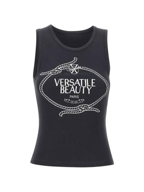 logo-print cotton top by VAQUERA