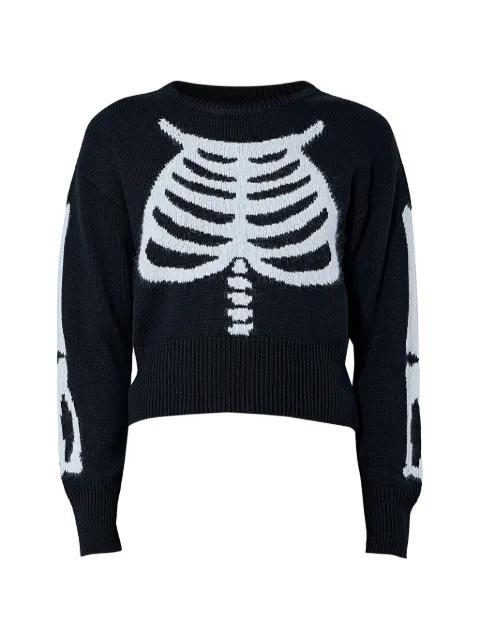 skeleton-motif ribbed-knit sweater by VAQUERA