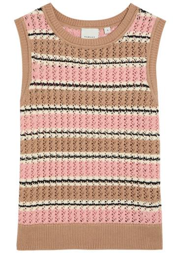 Deeley striped open-knit cotton tank top by VARLEY