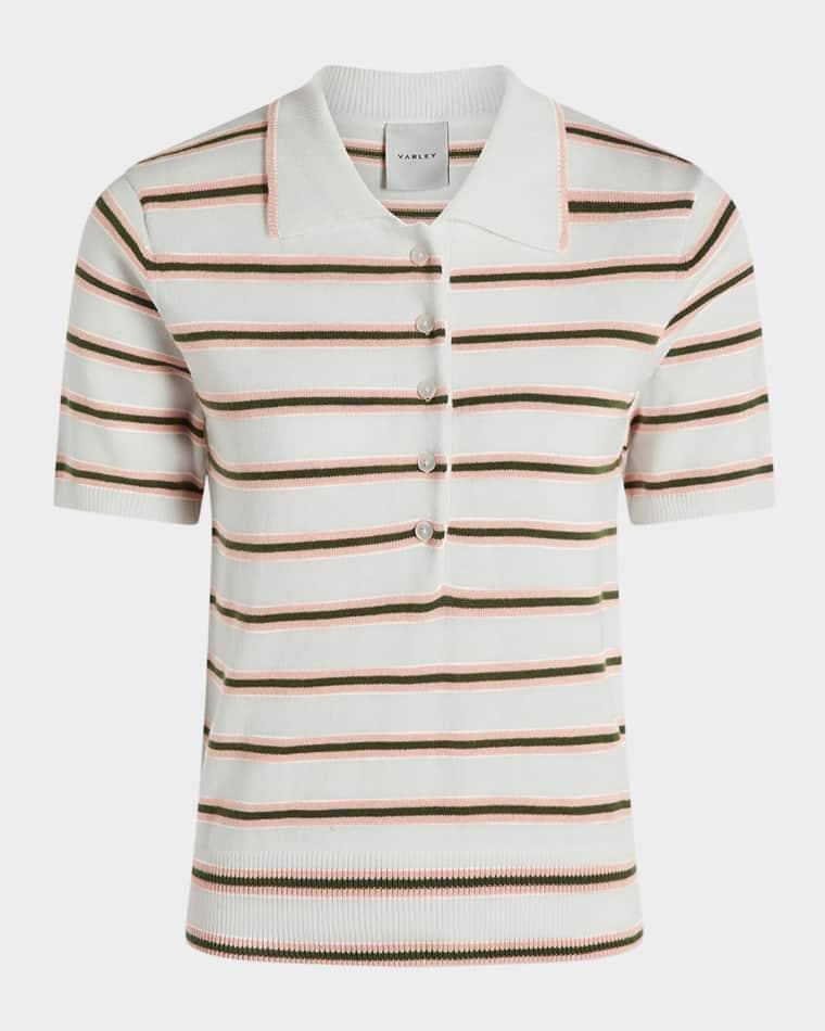 Faustine Striped Fine-Knit Polo by VARLEY