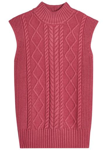 Joilette roll neck cable-knit vest by VARLEY Joilette roll neck cable-knit vest by VARLEY
