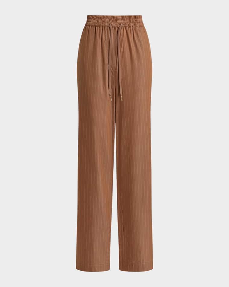 Rowan Striped Cotton High-Rise Straight-Leg Pants by VARLEY