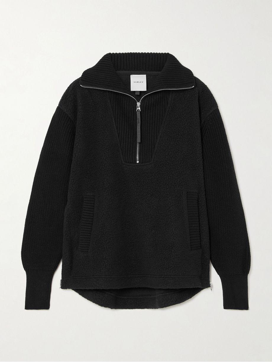 Theresa ribbed-knit and fleece half-zip sweatshirt by VARLEY Theresa ribbed-knit and fleece half-zip sweatshirt by VARLEY