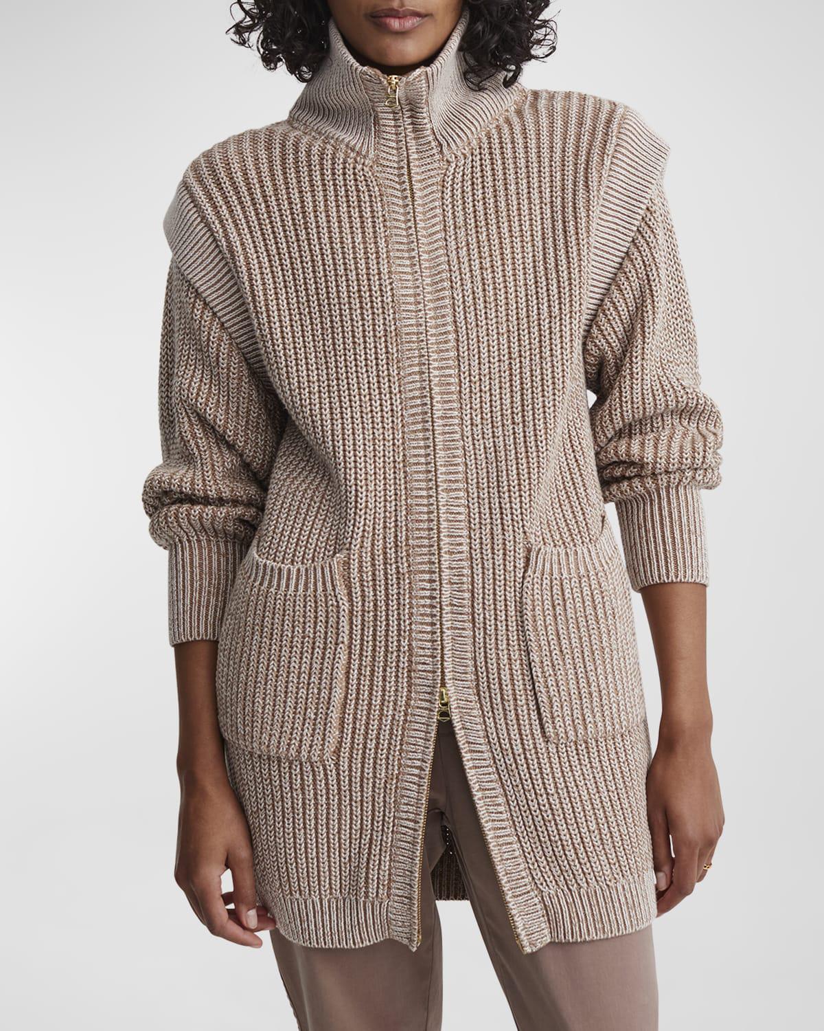 Tori Long Knit Zip-Front Jacket by VARLEY