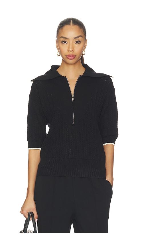 Varley Arney Half Zip Knit Polo Top in Black by VARLEY