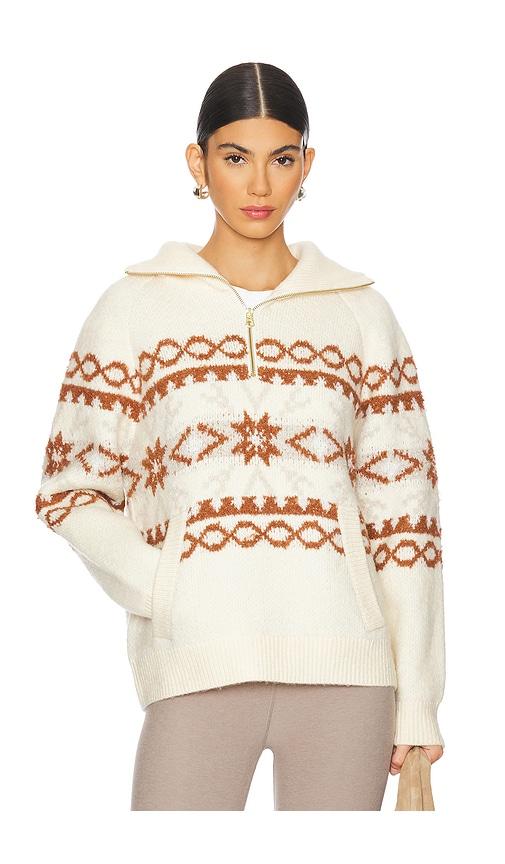 Varley Cai Fairisle Half Zip Sweatshirt in Beige by VARLEY Varley Cai Fairisle Half Zip Sweatshirt in Beige by VARLEY