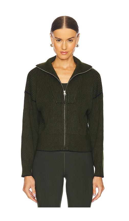 Varley Carmen Knit Half Zip Sweatshirt in Olive by VARLEY