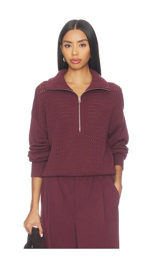 Varley Darla Half Zip Knit Sweater in Burgundy by VARLEY