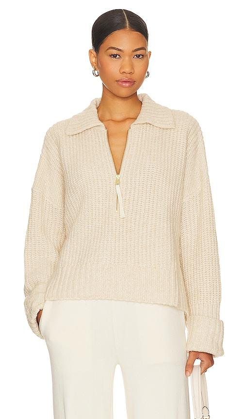 Varley Elia Half Zip Knit Pullover in Neutral by VARLEY