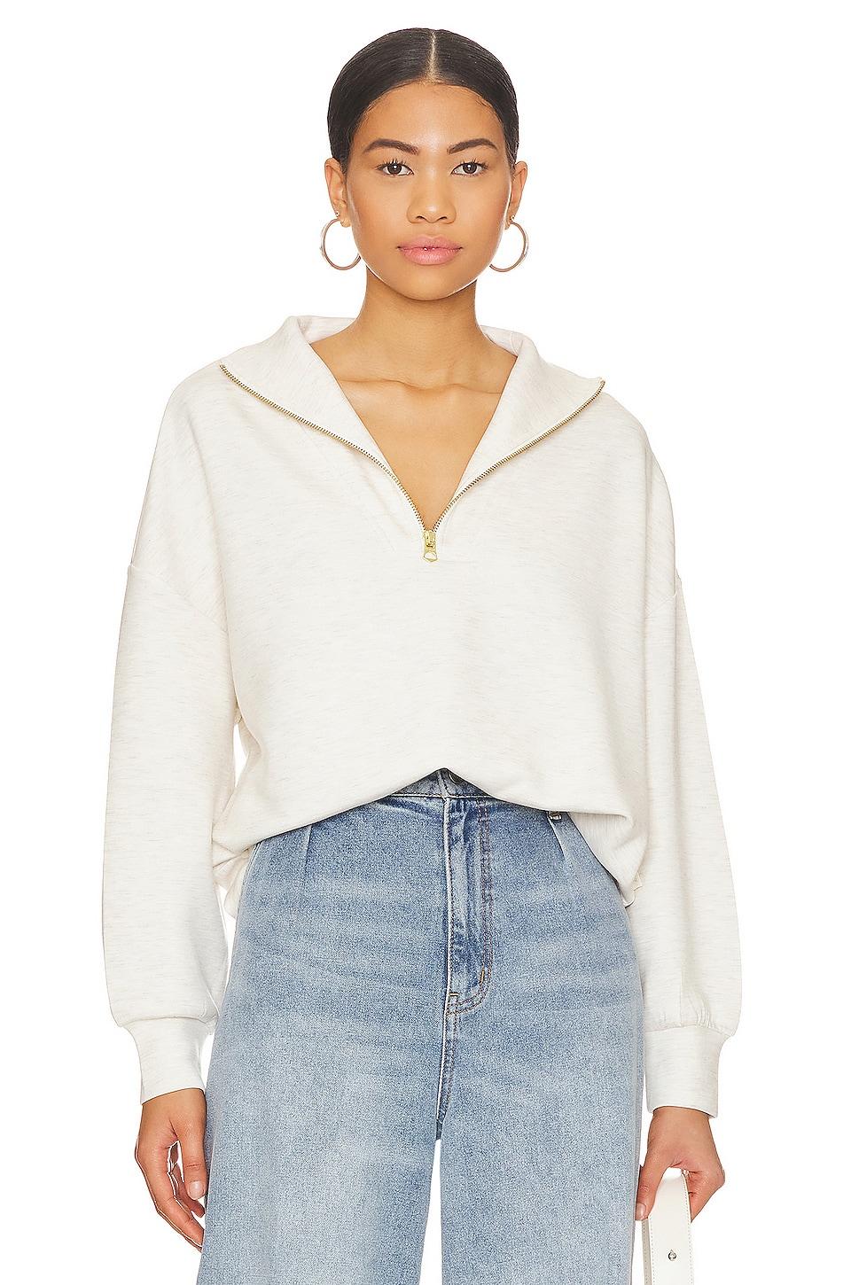 Varley Hawley Half Zip Sweatshirt in Ivory by VARLEY