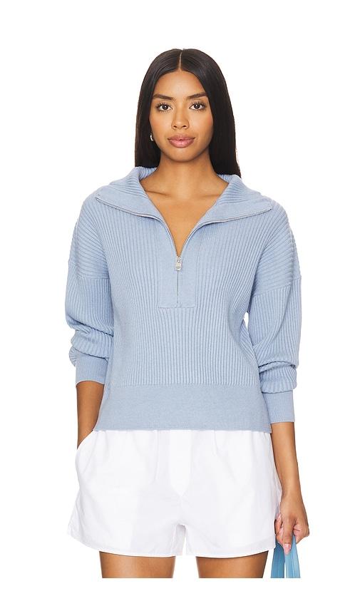Varley Janie Half Zip Knit Sweater in Blue by VARLEY Varley Janie Half Zip Knit Sweater in Blue by VARLEY