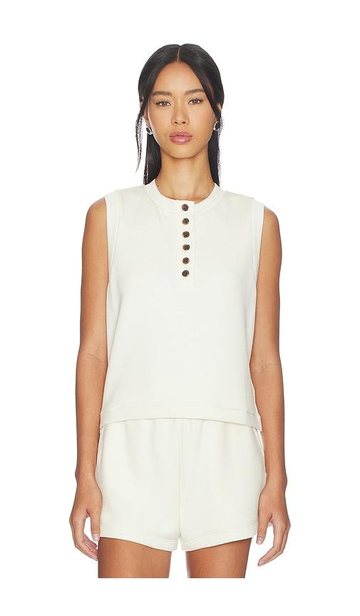 Varley Marla Button Placket Tank Top in Ivory by VARLEY