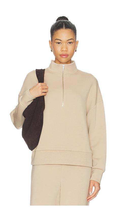 Varley Mavis Mock Neck Sweatshirt in Tan by VARLEY