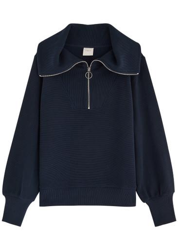 Vine ribbed half-zip cotton-blend sweatshirt by VARLEY Vine ribbed half-zip cotton-blend sweatshirt by VARLEY