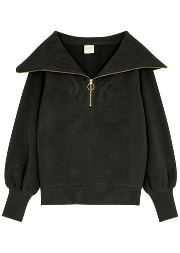 Vine ribbed stretch-cotton half-zip sweatshirt by VARLEY Vine ribbed stretch-cotton half-zip sweatshirt by VARLEY