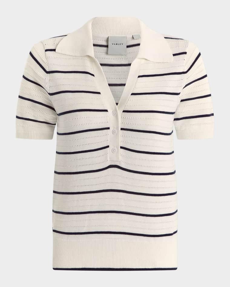 Wren Striped Knit Polo by VARLEY