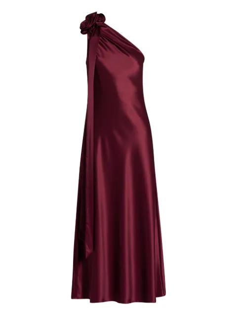 rose-embellished one-shoulder maxi dress by VASILIKI