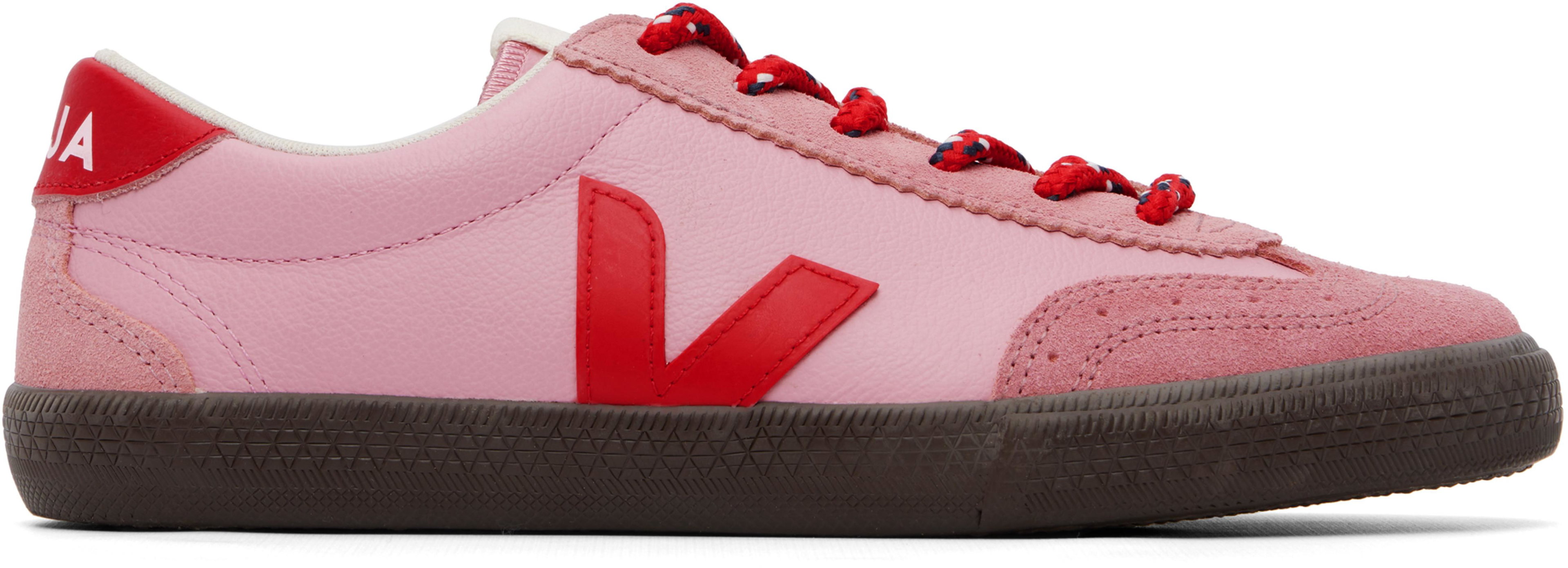 Pink Volley Leather Sneakers by VEJA