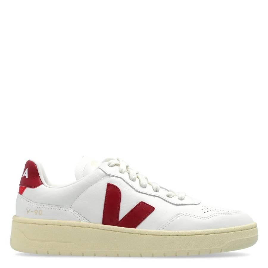 Veja V-90 Leather Low-Top Sneakers by VEJA