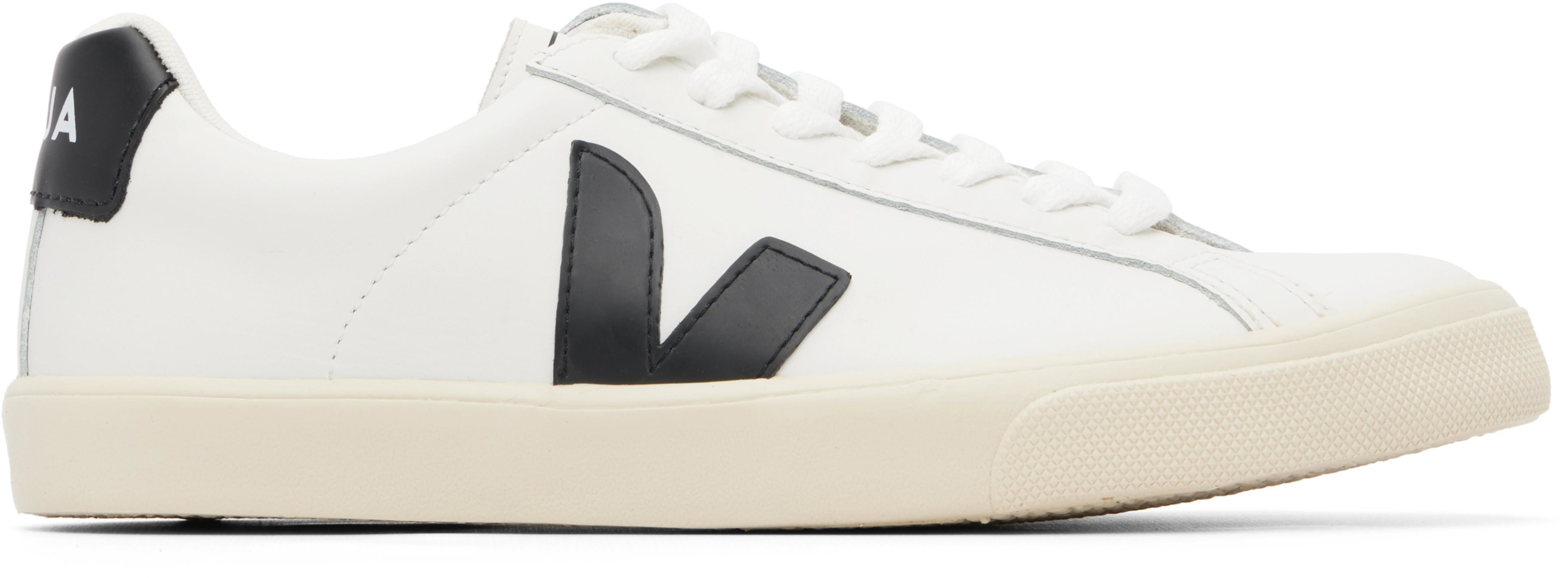 White & Black Esplar Leather Sneakers by VEJA