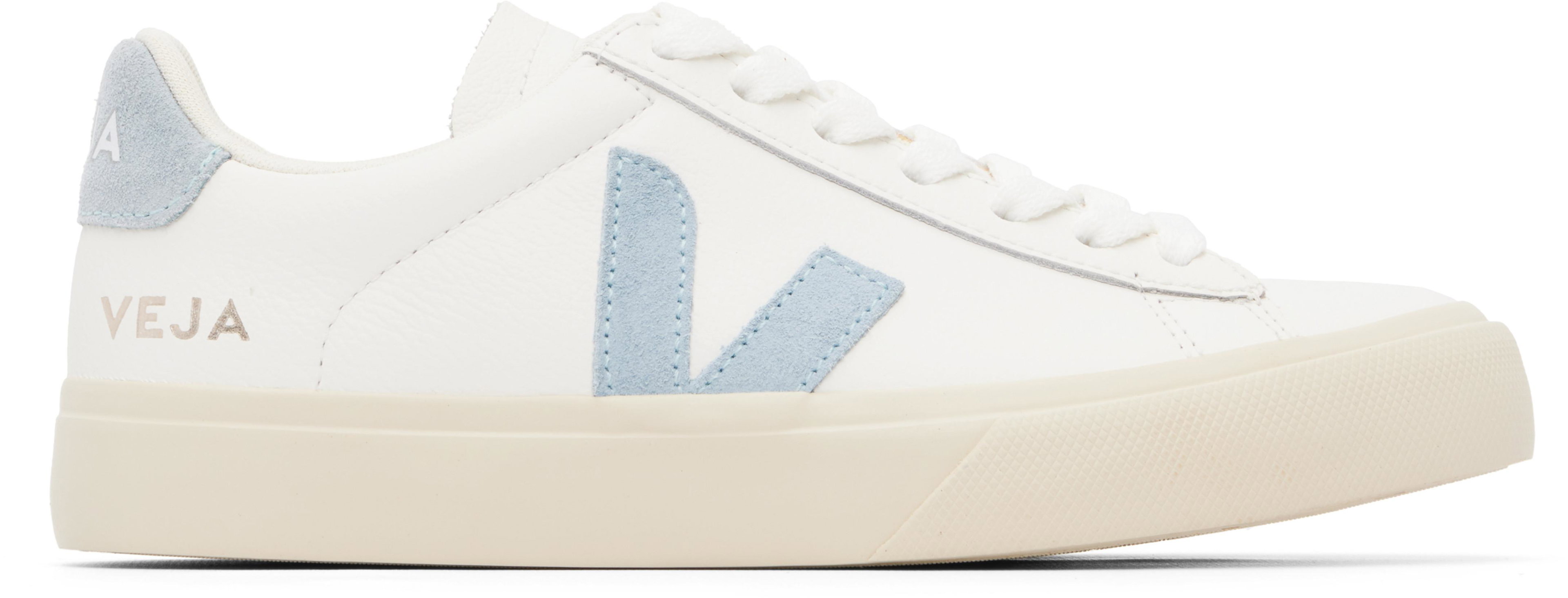 White & Blue Campo Leather Sneakers by VEJA
