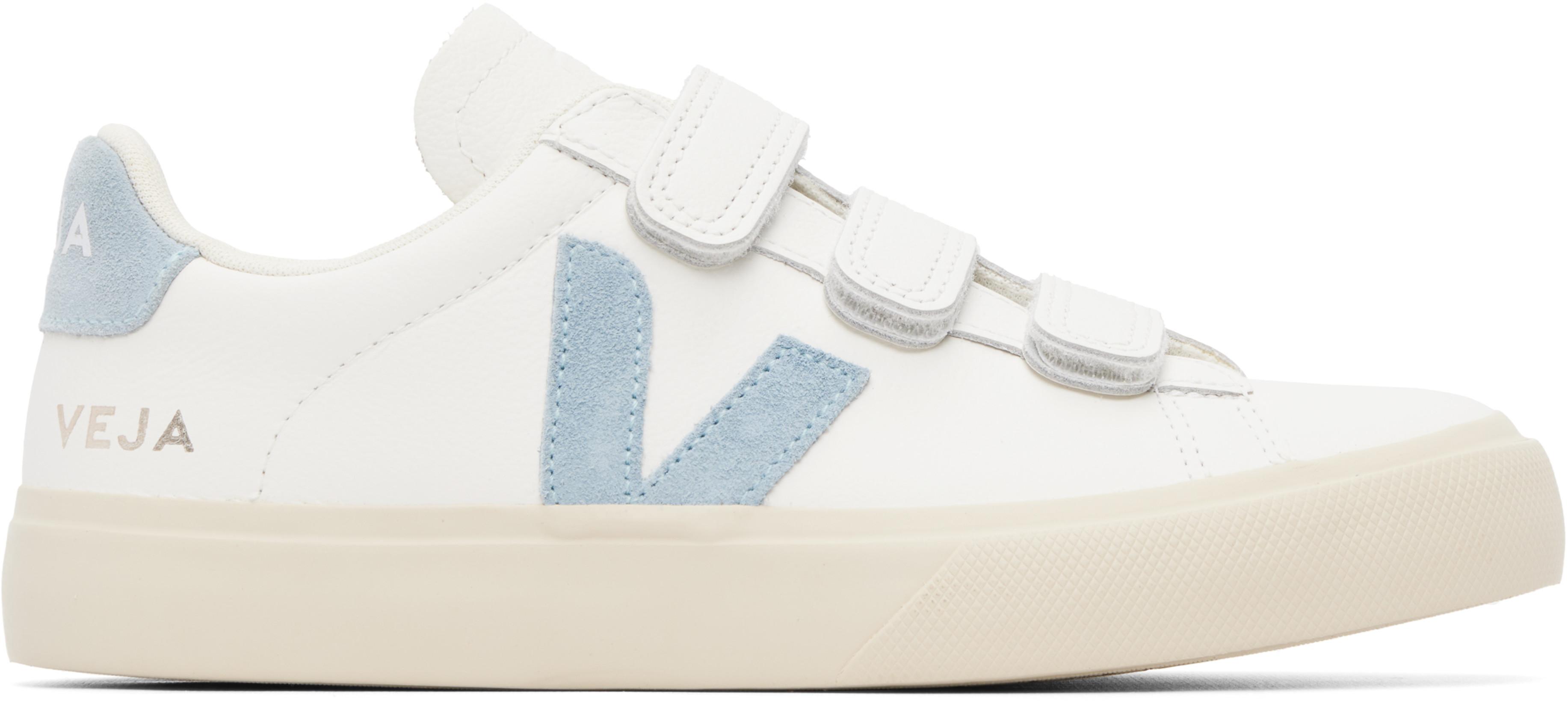 White & Blue Recife Leather Sneakers by VEJA