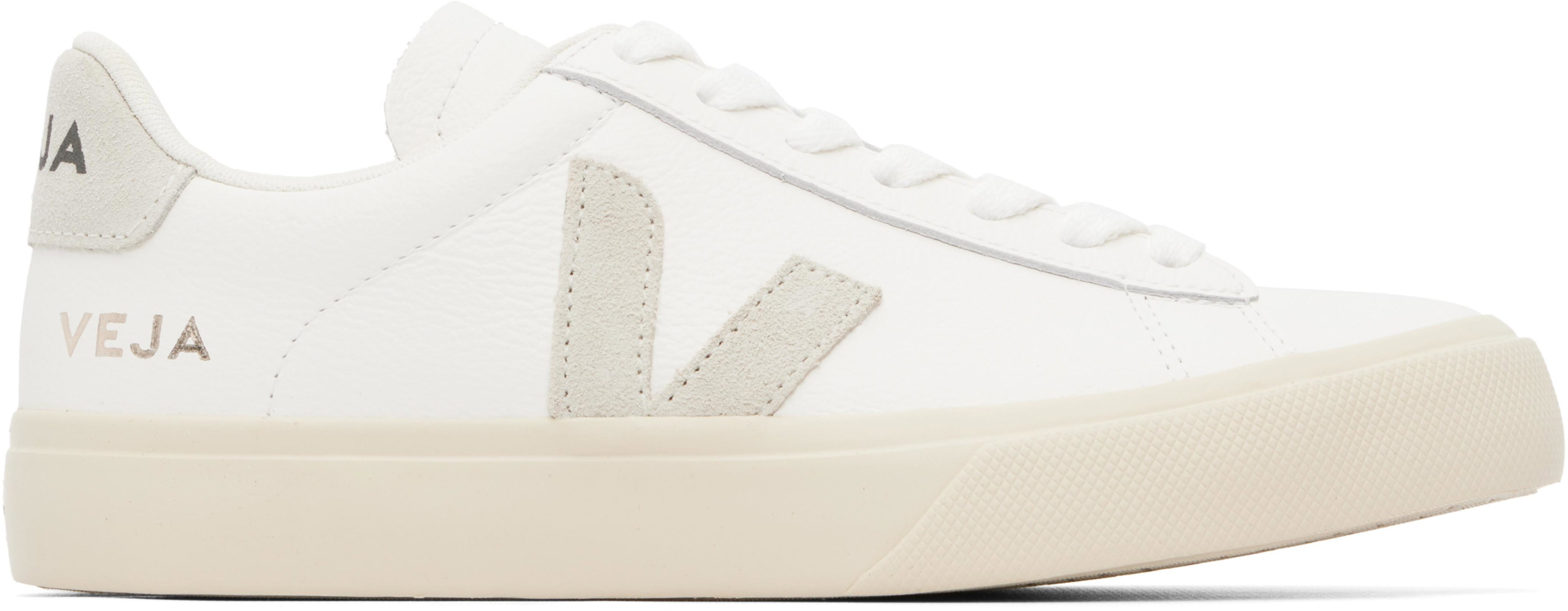 White & Gray Campo Leather Sneakers by VEJA