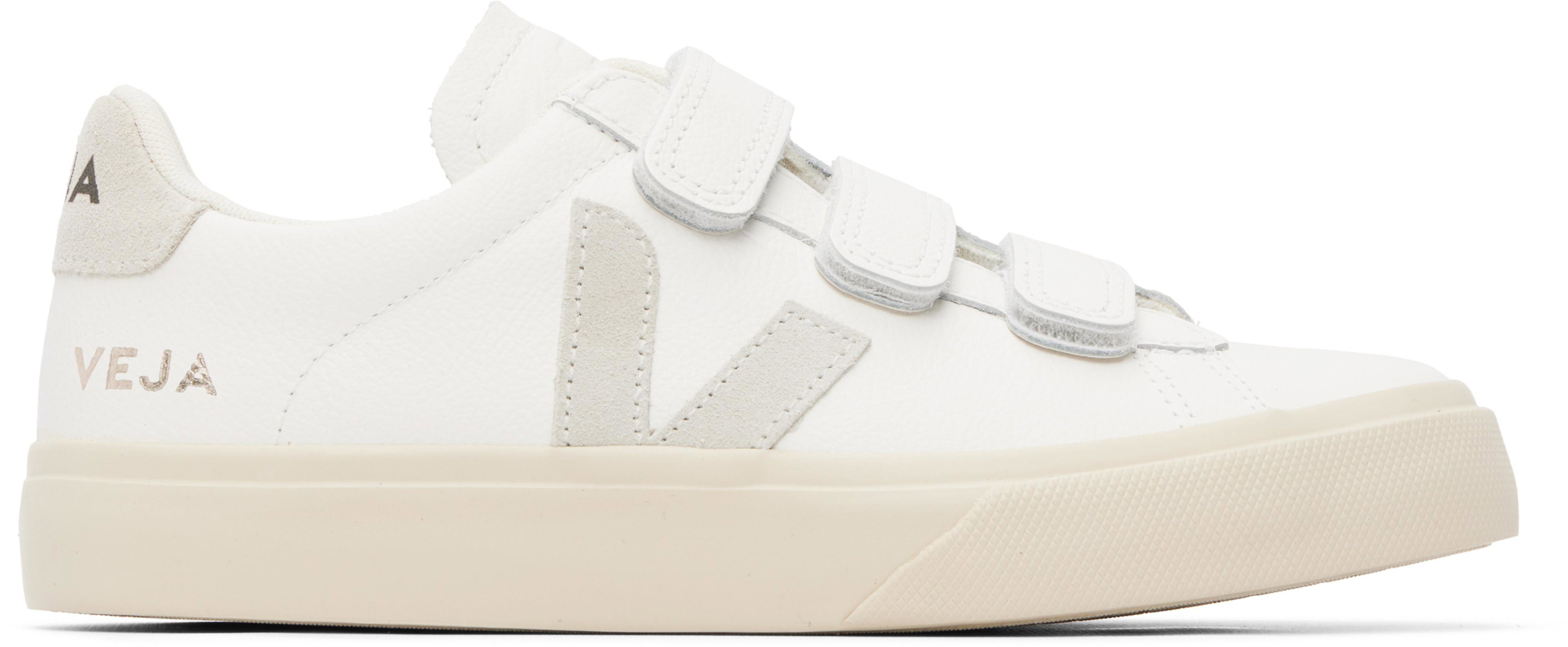 White & Gray Recife Leather Sneakers by VEJA