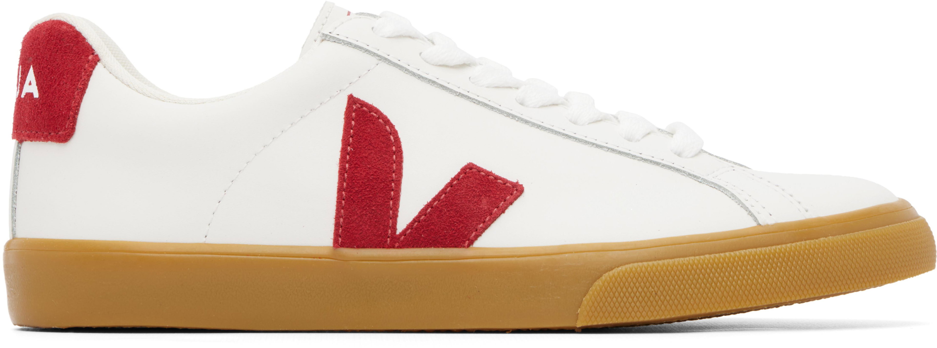 White & Red Esplar Leather Sneakers by VEJA