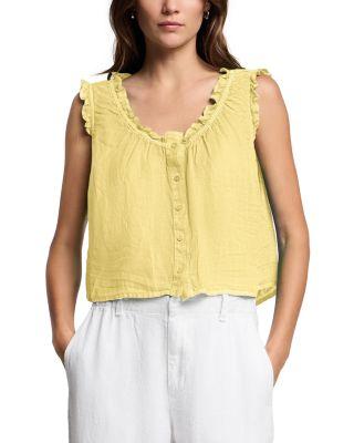 Tana Linen Ruffle Trim Top by VELVET BY GRAHAM&SPENCER