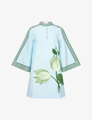 Anj Cotton-Hemp Kaftan Mini Dress by VERANDAH