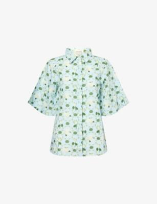 Floral-Print Cotton and Linen-Blend Sleeveless Shirt by VERANDAH