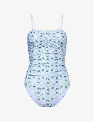 Floral-Print Side-Ruched Maillot Swimsuit by VERANDAH
