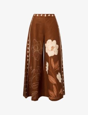 Magnolia Linen and Cotton-Blend Flared Trousers by VERANDAH