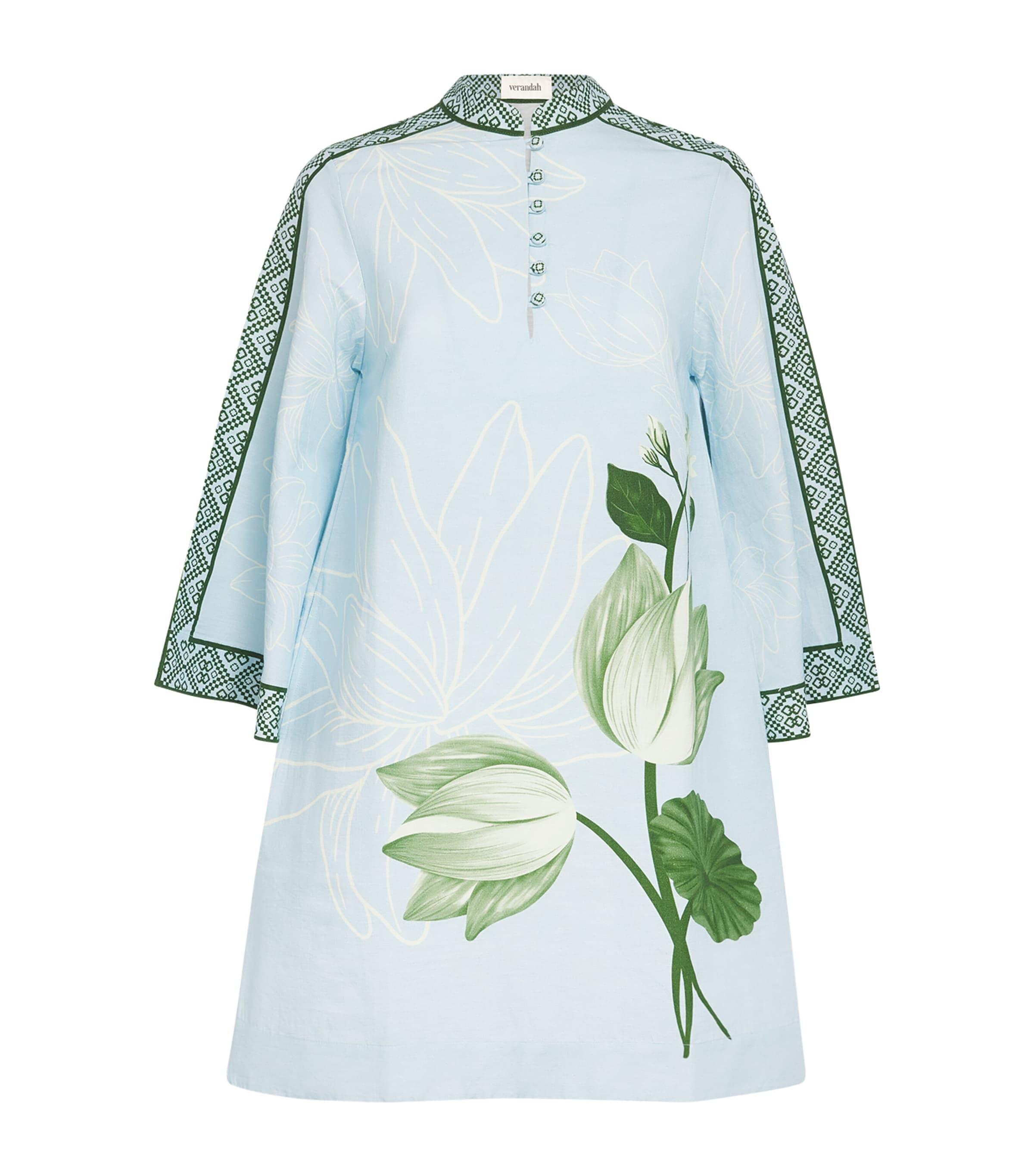 Verandah Cotton-Hemp Kaftan Mini Dress by VERANDAH