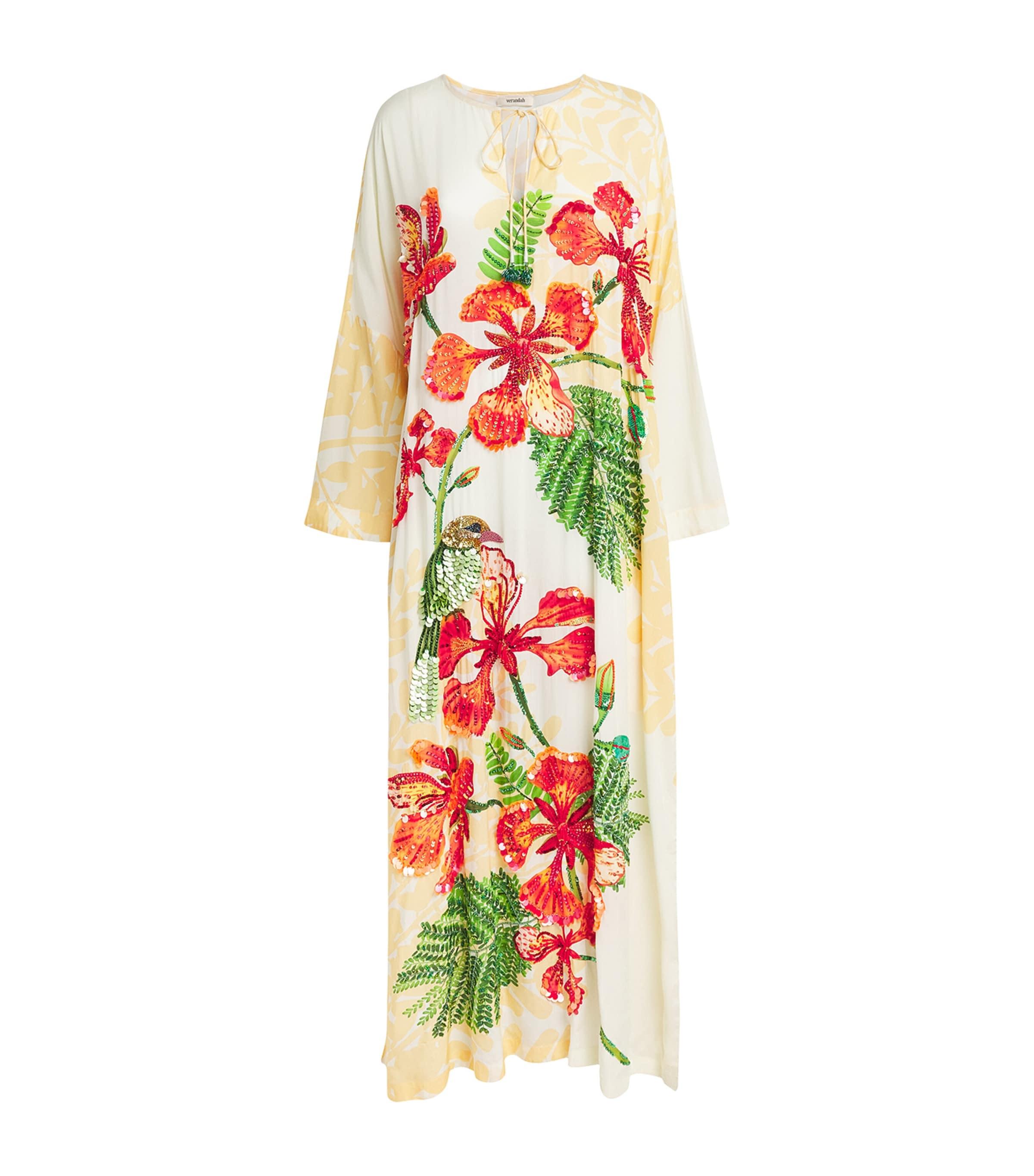Verandah Embellished Gulmohar Maxi Kaftan Dress by VERANDAH Verandah Embellished Gulmohar Maxi Kaftan Dress by VERANDAH