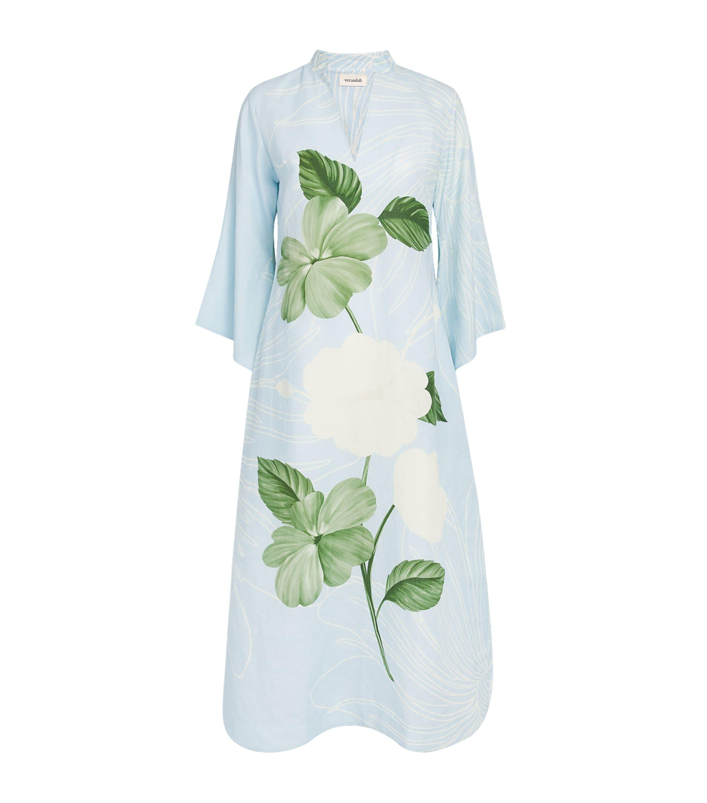 Verandah Linen-Cotton Kaftan Maxi Dress by VERANDAH