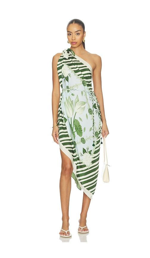 Verandah Multiway Scarf Blouse Dress in Green,Blue by VERANDAH