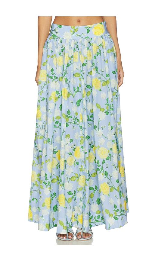 Verandah Paneled Maxi Skirt in Baby Blue by VERANDAH